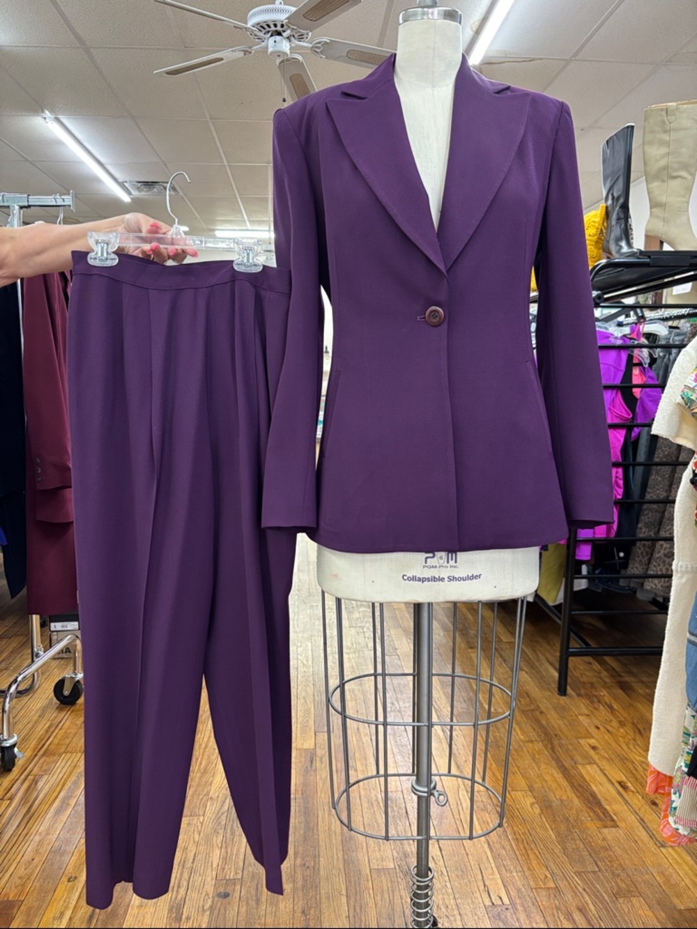 Georgiou 2 pieces set wool blend Women's Purple Tailored Blazer & Trousers Set